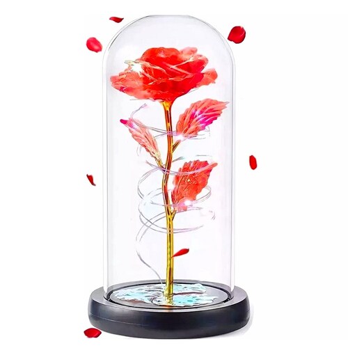 Regalo Perfecto Romántico De Flor De Rosa Eterna Con Luz Led