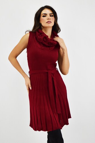 Vestido tejido cuello cascada Roman Fashion /Juvenil, 32162 (Vino) 