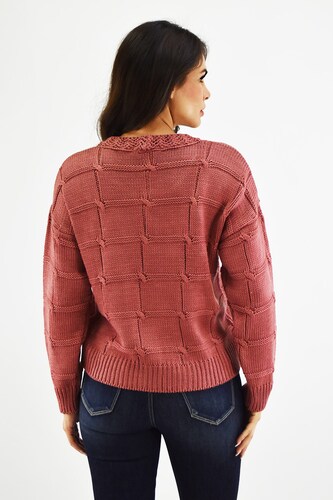 Sueter tejido cuadrado Roman Fashion /Juvenil, 3443 (Coral) 