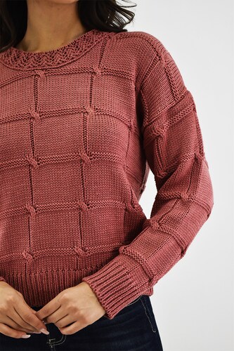 Sueter tejido cuadrado Roman Fashion /Juvenil, 3443 (Coral) 
