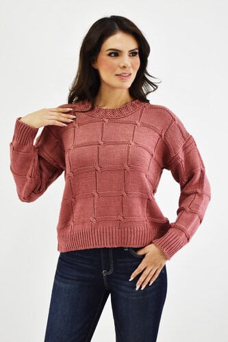 Sueter tejido cuadrado Roman Fashion /Juvenil, 3443 (Coral) 