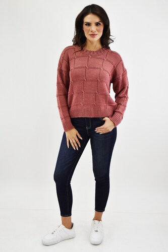 Sueter tejido cuadrado Roman Fashion /Juvenil, 3443 (Coral) 