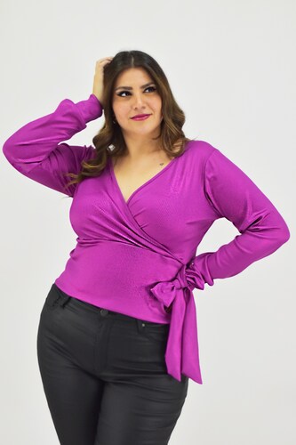 Blusa escote cruzado Roman Fashion /Tallas Extras, 11758 (Magenta) 
