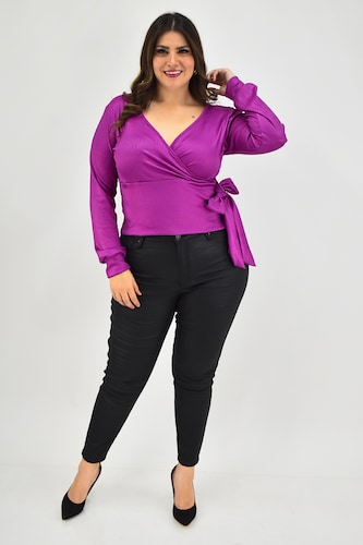 Blusa escote cruzado Roman Fashion /Tallas Extras, 11758 (Magenta) 