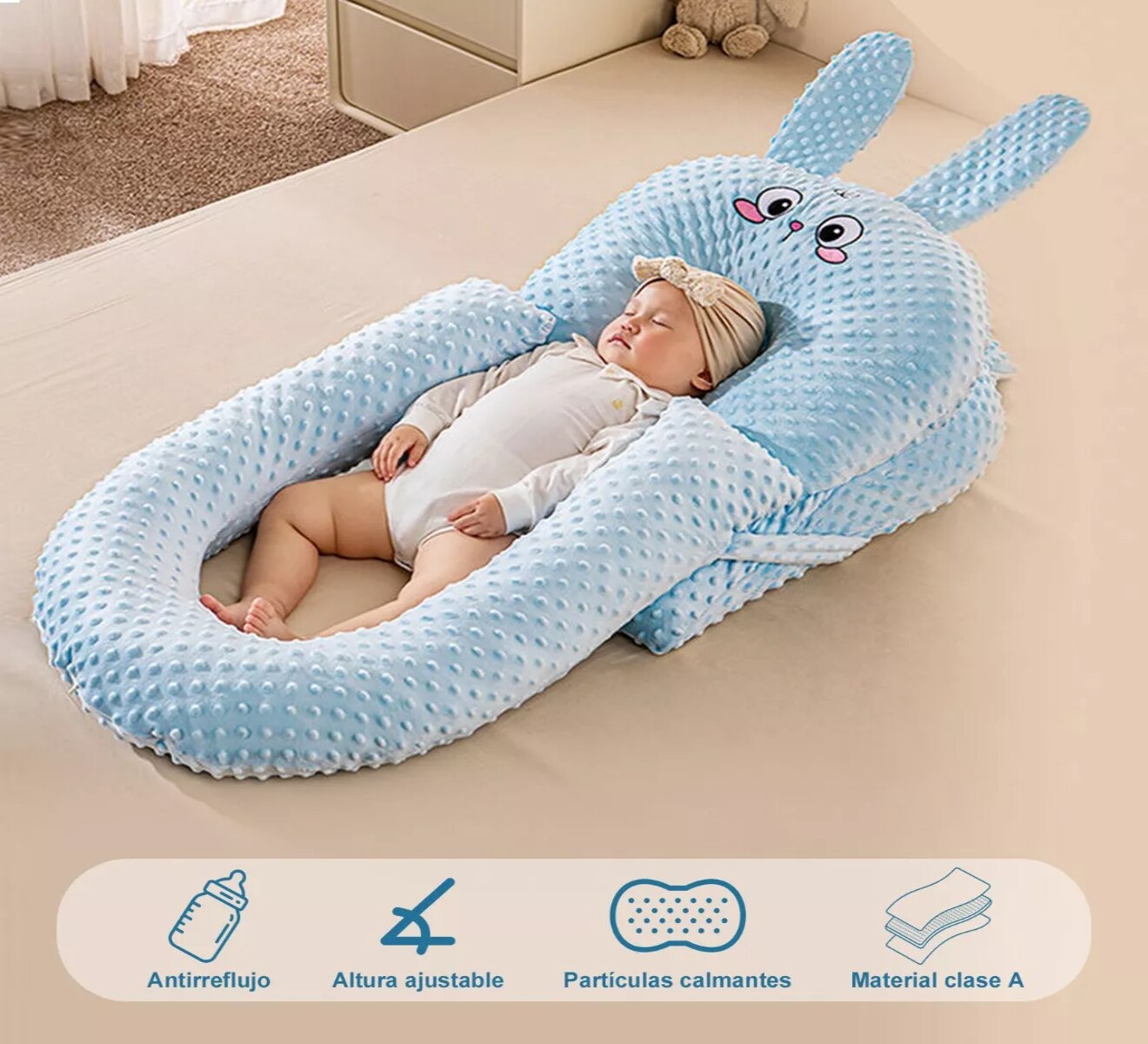 Cojin Antireflujo Almohada Para Bebe Extraible Y Lavable