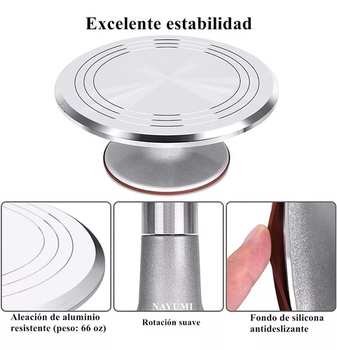 Set Base Giratoria Metálica P/decoración Pastel Duyas Espátu.