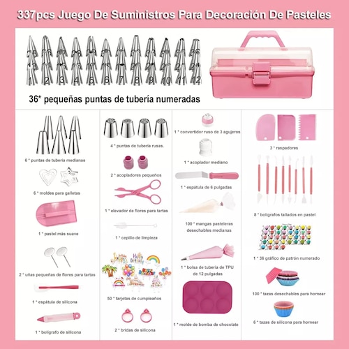Kit De Decoración Pasteles 337pcs Accesorios Para Reposteria.