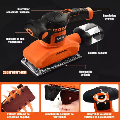 Lijadora Roto Orbital De Madera Goxawee 560w 90*187mm .