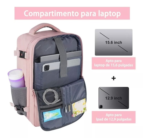 Mochila De Viaje Para Mujer, Aprobado Por Avión 10kg, Mochila Escolar Para Laptop De 15.6 Pulgadas, Mochila De Transporte Grande Espacio, Antirrobo.