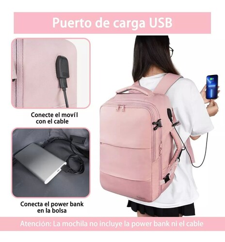 Mochila De Viaje Para Mujer, Aprobado Por Avión 10kg, Mochila Escolar Para Laptop De 15.6 Pulgadas, Mochila De Transporte Grande Espacio, Antirrobo.