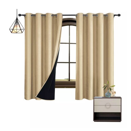 Cortina Para Ventana 214x160cm Aislado 2 Paneles Beige Yellow