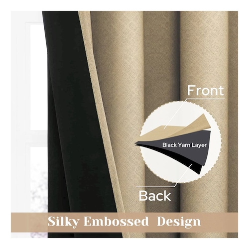 Cortina Para Ventana 214x160cm Aislado 2 Paneles Beige Yellow