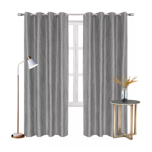 Cortinas Blackout Seda Alta Calidad 264*240 Cm 2 Paneles Color Gris