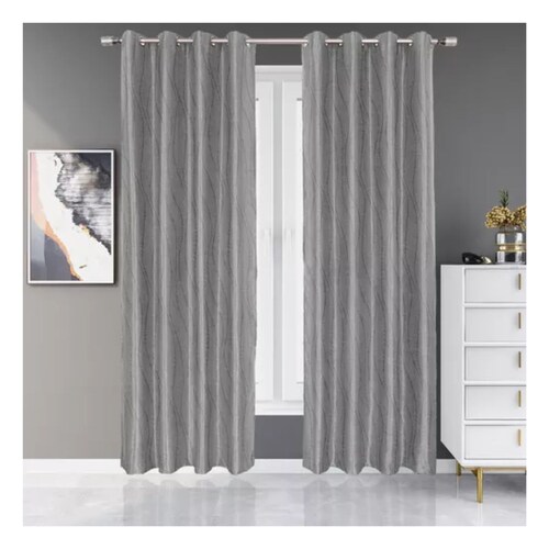 Cortinas Blackout Seda Alta Calidad 264*240 Cm 2 Paneles Color Gris