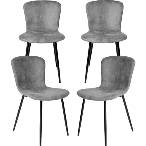 Set 4 Sillas Juego Comedor Cocina Suede Gamuza Gris