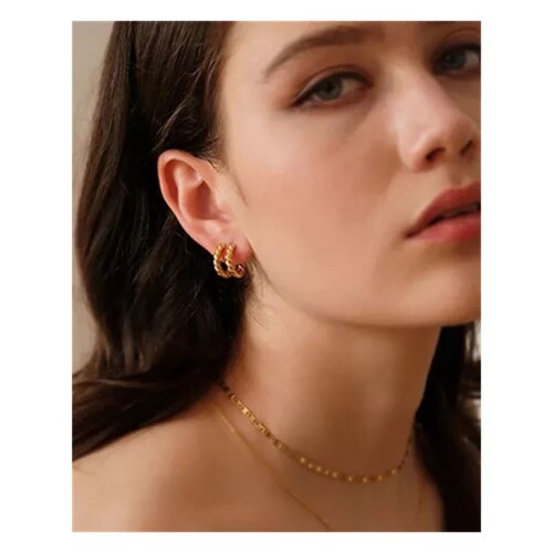 Aretes De Presion Oro 14k Mujer Arracadas 6 pares, DORADO