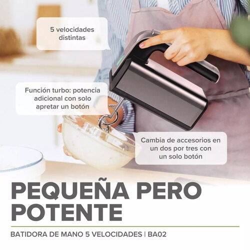 Avera Batidora Manual Electrica 5 Velocidades 300 W Ba02 Color Gris.