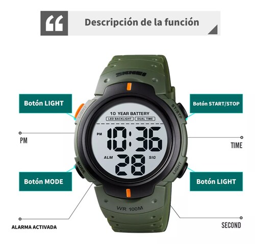 Reloj Pulsera Digital Skmei 1560 10atm Reloj De Buceo Nadar.