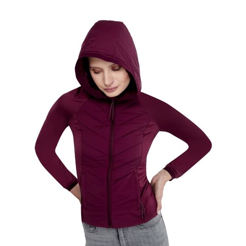 Chamarra capitonada para mujer, color vino, marca Prokennex, mod. 1095321