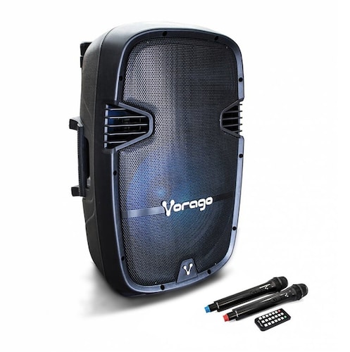 Bocina Bafle Vorago Karaoke KSP-500 15" Bluetooth TWS 2 Micrófonos Color Negro