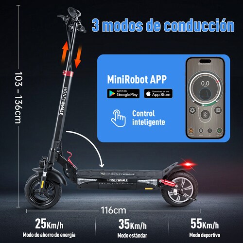 Scooter Eléctrico Honey Whale T4-B Negro.