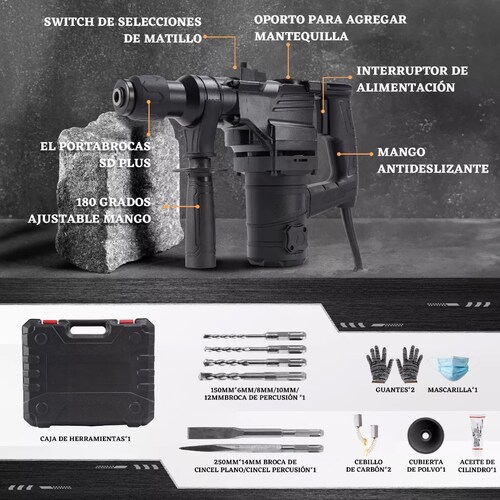 Taladro Roto Martillo Rotomartillo Electrico Perforador Sds.