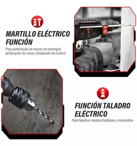 Taladros Rotomartillo Inalámbrica Sds-plus Ironhoof 3 Modos.