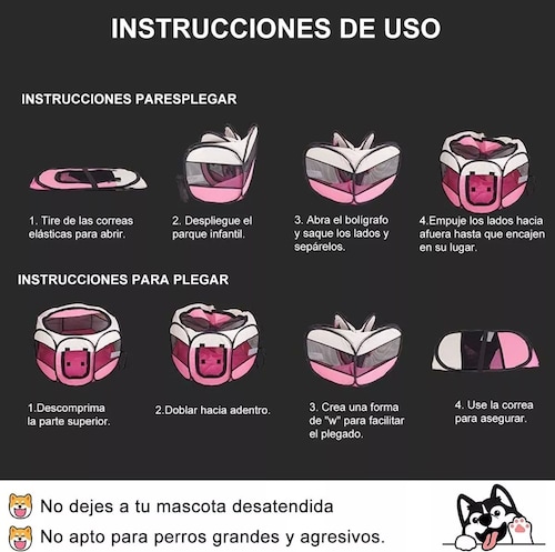 Corral Perro Casa Mascotas Plegable Portátil Multifuncional