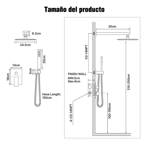 MANGUERA DUCHA ACERO INOX 250 CM