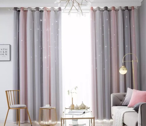 Cortinas de niña black out de estrellas (2 paneles).