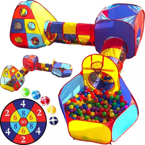 Túnel Infantil para Niños con Alberca para Pelotas Tienda Carpa Casita Castillo 7 en 1 Juguetes