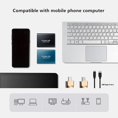 Disco Duro SSD Externo Portátil 4TB MXMDD-008-2 2 Pzas 4TB Plata SSD Lectura 30 MBs Escritura 37 MBs USB-C Entrada USB-A-C Salida, SolidMini04TB-WIN
