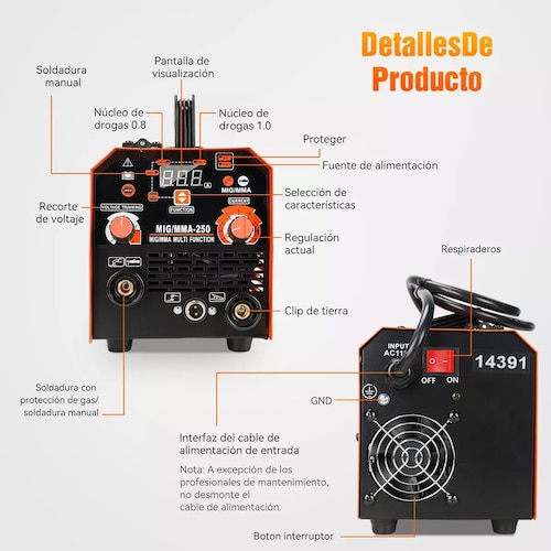 Soldadora Inverter 250a Máquina De Soldar Inversora Mig+mma.