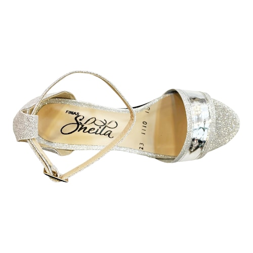 Zapatillas Fiesta Mujer Sheila Plateadas Tacón Bajo