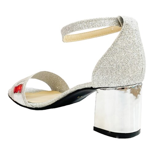 Zapatillas Fiesta Mujer Sheila Plateadas Tacón Bajo