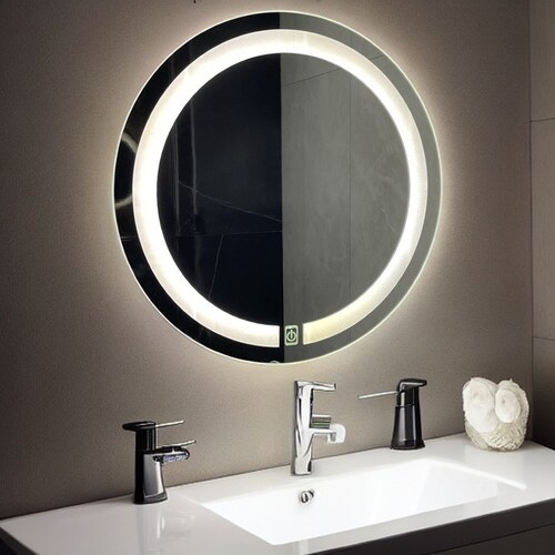 Espejo de Baño LED Redondo 60 cm Espejo de Pared con Cuerda 3