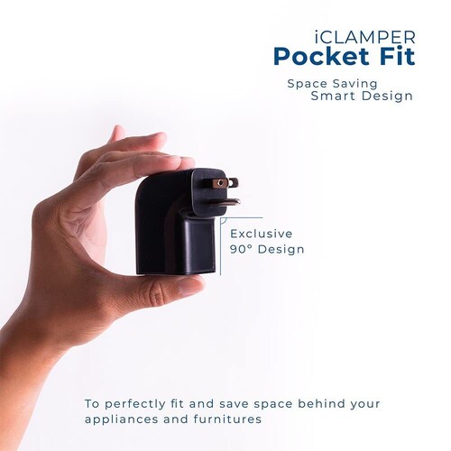 Supresor Picos Eléctricos Protector Rayo Iclamper Pocket Fit Negro.