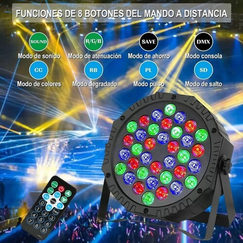 2 Pack Cañón Led 36x1 Luces Audio Rítmico Multicolor Fiestas