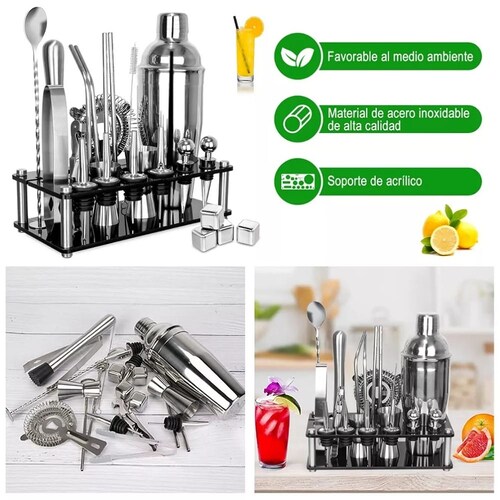 Kit De Cocteleria 25pcs Bartender Con Soporte,750ml
