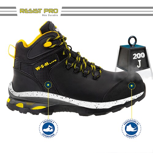 Zapato de Seguridad WSM, Ergonómico y muy ligero. Con casquillo de Policarbonato. Bota Industrial y multifuncional. Aero Lite