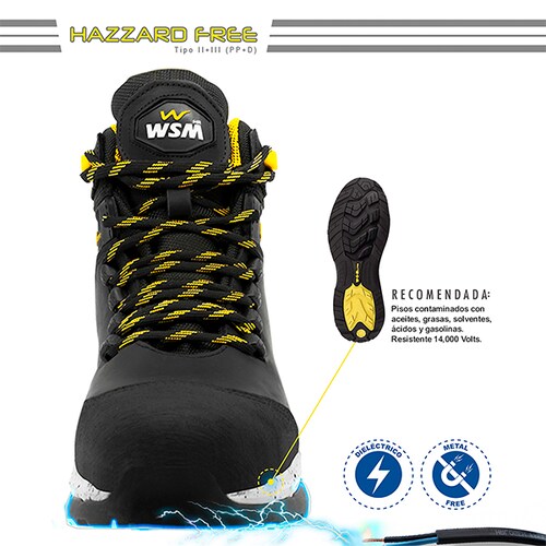 Zapato de Seguridad WSM, Ergonómico y muy ligero. Con casquillo de Policarbonato. Bota Industrial y multifuncional. Aero Lite