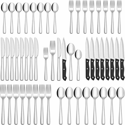Juego De Cubiertos De Acero Inoxidable De 48 Piezas Plata