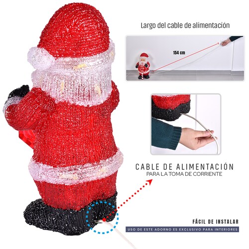 Santa Claus De Acrílico Con Luz, Decoración De Navidad.