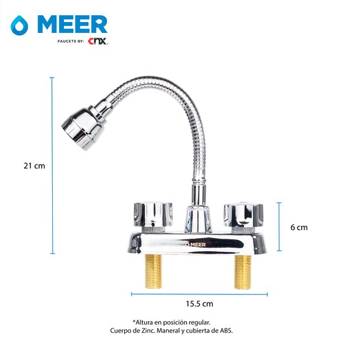 Tarja sencilla con mezcladora flexible de acero inox