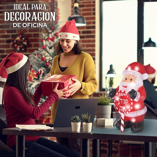 Santa Claus De Acrílico Con Luz, Decoración De Navidad.
