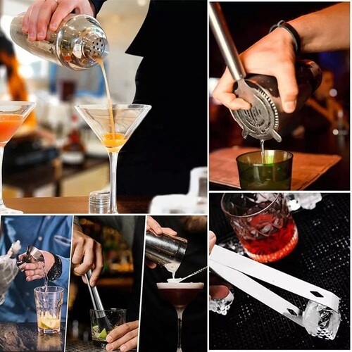 Kit Bar Cóctel 12 Pz Barman Jigger Destapador Utensilios