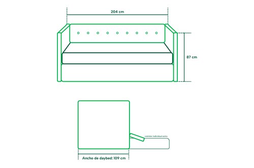 Cama Daybed individual doble Kelaya Makora Olivo No Incluye Colchones