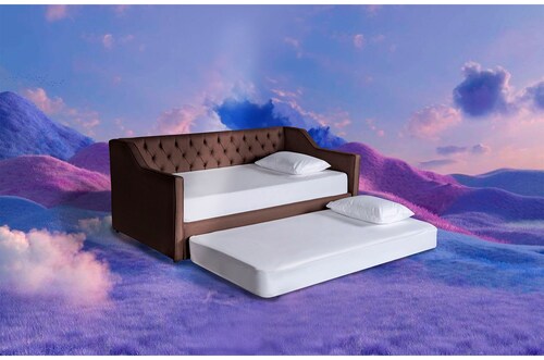 Cama Daybed individual doble Coralia Makora Chocolate No Incluye Colchones