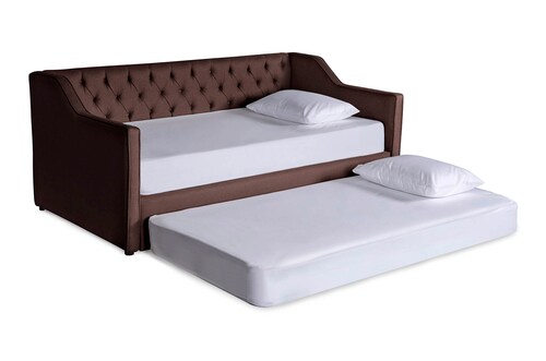 Cama Daybed individual doble Coralia Makora Chocolate No Incluye Colchones