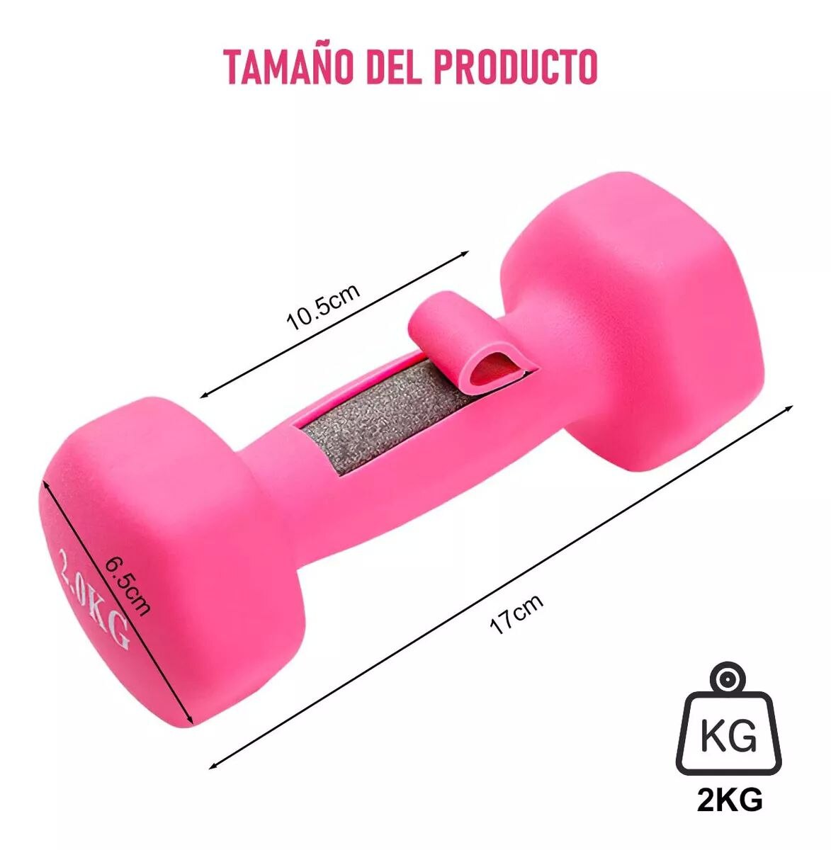 Par Mancuernas De 2 Kilos Rosa Ejercicio Pilates Yoga Gym